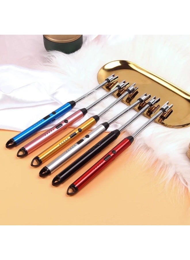 ولاعة كهربائية، قابلة لإعادة الشحن عبر منفذ USB مع مفتاح أمان، مقاومة للرياح وبدون لهب، مناسبة للشموع والشوايات ومواقد الغاز والمطبخ والتخييم، متعددة الألوان - Image 4