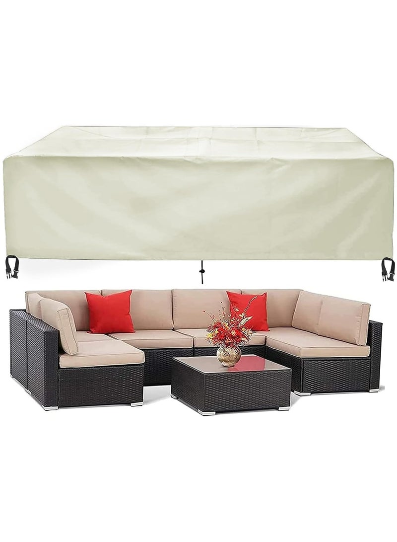 INFOSUN Waterproof Outdoor Furniture Cover 128" L x 82" W x 23" H , Premium Quality Patio Furniture Covers Dust Proof Anti-UV Heavy Duty Durable Sofa Sectional Table & Chair Cover Large - Outdoor Sofa Cover - Outdoor Seating Cover(Beige) - Image 1