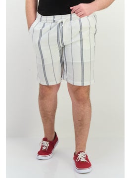 Algspar Men Regular Fit Stripe Drawstring Shorts, White  - Image 1