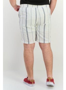 Algspar Men Regular Fit Stripe Drawstring Shorts, White  - Image 3
