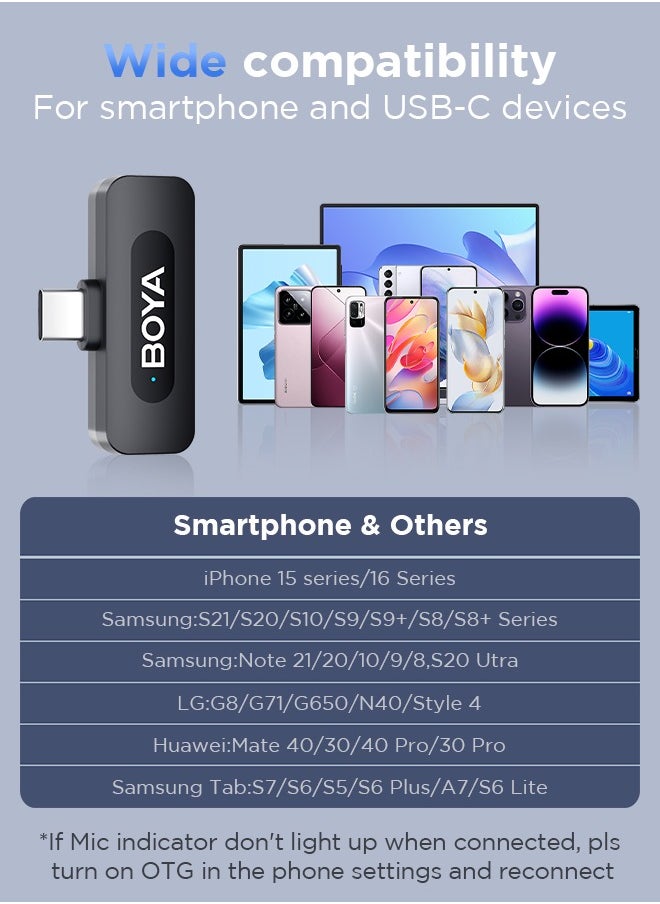 BOYA - BOYA BY-V10 wireless microphone Noise Cancellation Lavalier Microphone Mini Mic 100M Transmission microphone for Vlogging TikTok YouTube Content Creators Live Streaming Interview Recording iPhone Android Smartphones Action DSLR Camera Laptop PC - Image 1