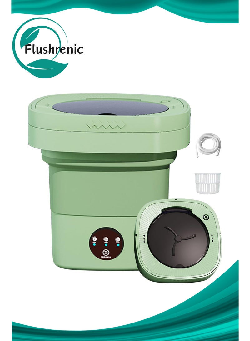 Flushrenic Foldable and Portable Washing Machine,Foldable Portable Washing Machine, 8L Compact Mini Washer for Baby Clothes, Underwear, Laundry, Apartment, Dorms, RV, Travel & Camping - Image 1
