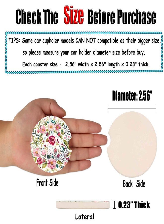 LogHog Car Coasters for Women 2 Pack Mother's Day, Auto Small 2.56" Auto Ceramic Coasters for Cup Holders, Absorb Spills to Keep Cupholders Clean, Easy Removal(Flower) - Image 5