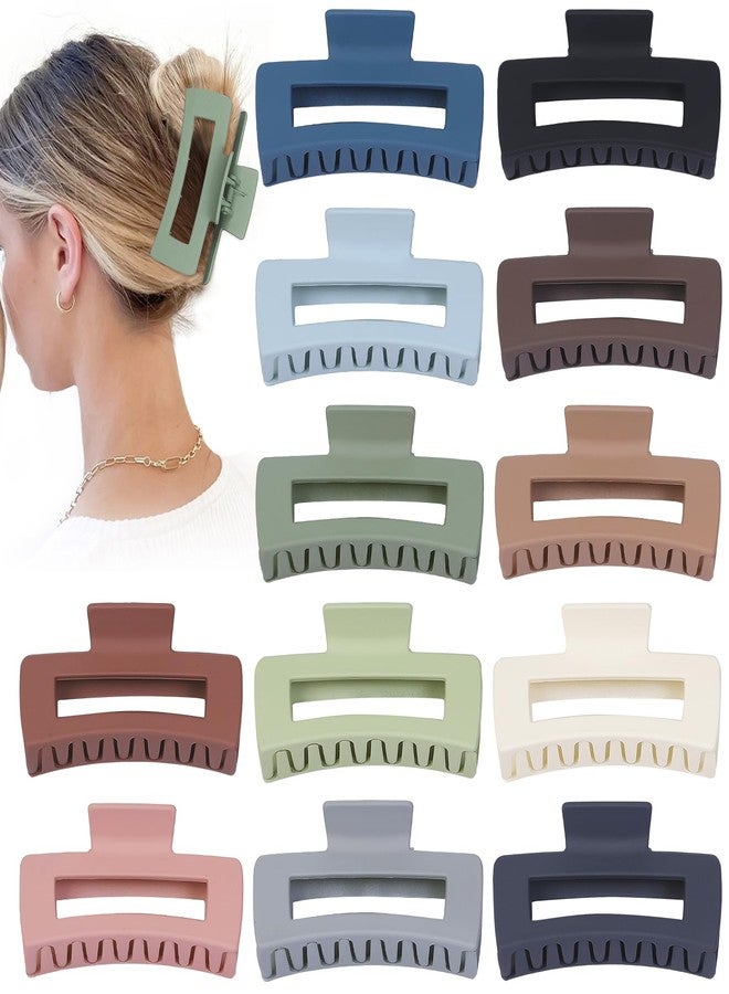 سيسيايبو مشابك شعر سيسايبو - مشبك على شكل مخلب، مقاس 4.1 بوصة، كبير جدًا للشعر الكثيف والطويل والمجعد، 12 قطعة، مصنوعة من المطاط والبلاستيك، تصميم مانع للانزلاق، إكسسوارات شعر للنساء والفتيات - متعدد الألوان - Image 1