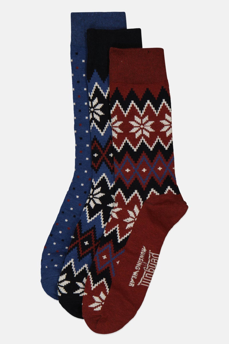 Original Penguin Men 3 Pairs Graphic Print Crew Socks, Multicolor - Image 1
