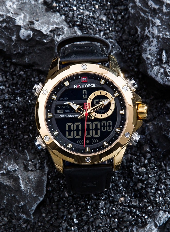 NAVIFORCE Arabic style Lengxiang men's waterproof quartz watch, luxury gift for Ramadan, 30 meters waterproof, stainless steel dial business sports dual display watch - Image 2