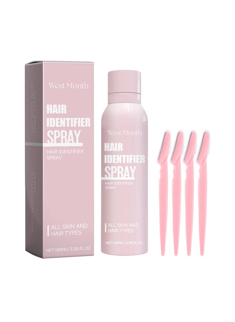 West&Month - Hair identifier Spray for Face Shaving, Skin Body Hair Identifying Spray With Razors,Hair identifier Spray for Face Dermaplaning, Women Shaving Powder Spray Tool for Face (1 Set) - Image 1