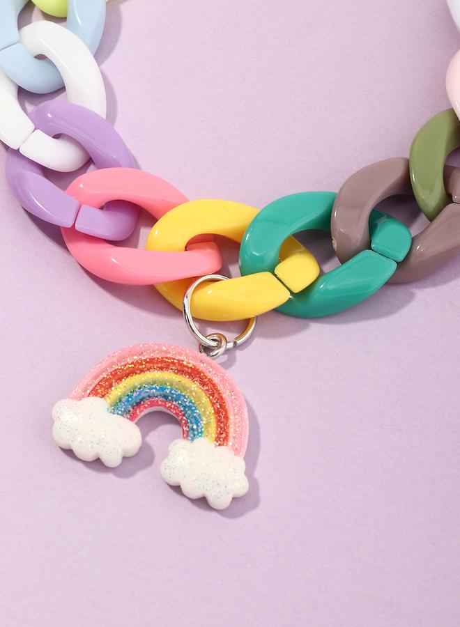 Take Two Pack of 2 - Girls Multi-Color Rainbow and Cloud Charms Chain Bracelets - Image 2