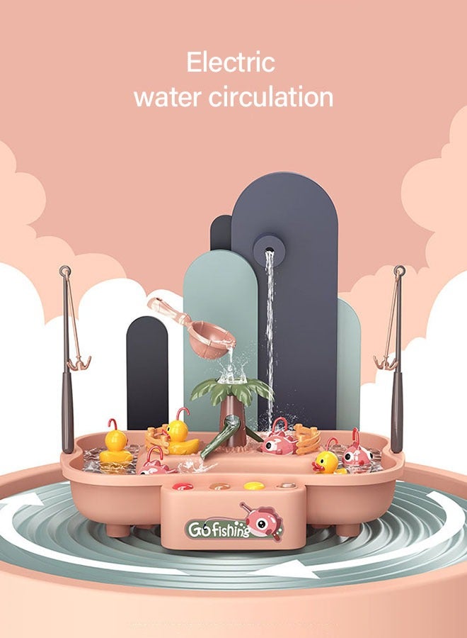GROIC Fishing Game Toys with Rotating Pond, Yellow Duck and Pink Fish, Water Table Toy Fishing Set Premium Version, Learning Educational Fishing Toy with Music and Light for Boys Girls - Image 3