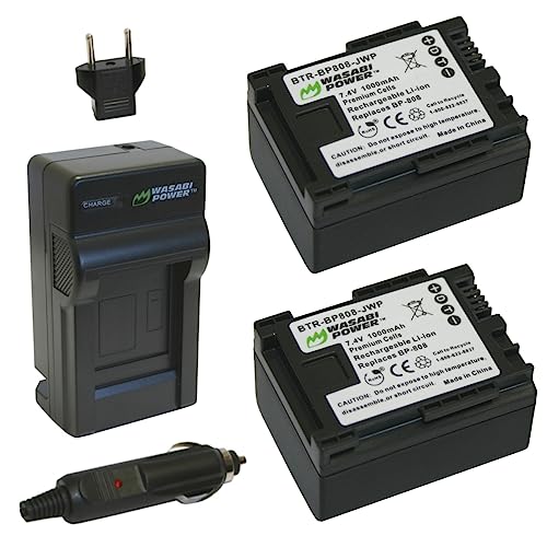 Wasabi Power BP-807, BP-808, BP-809 Battery (2-Pack) and Charger for Canon FS21, FS22, FS31, FS40, FS200, FS300, FS400, VIXIA HF G10, HF G20, HF M30, HF M31, HF M32, HF M40, HF M41, HF M300, and More - Image 1