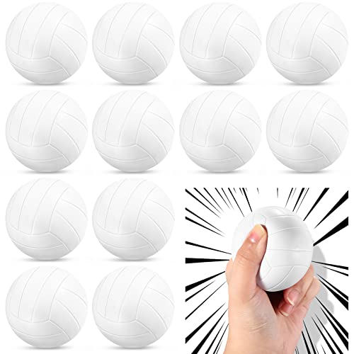 Civaner 12 Pcs Mini Volleyball Stress Balls Bulk 236 Inch Volleyball Team Gifts Party Favor Goodie Bag Stuffers Small Foam Sports Balls Throw to Crowd for Kids Stress Relief Games Toys White - Image 1