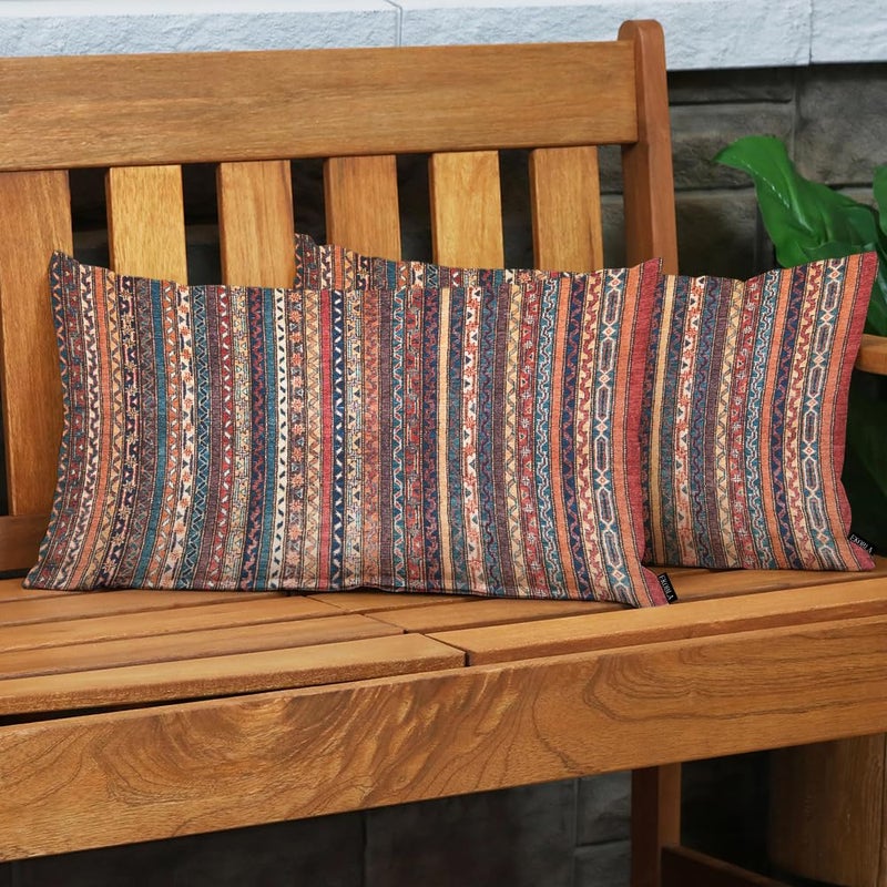 EKOBLA Turkish Carpet Rectangle Pillow Cases Vintage Persian Oriental Waist Lumber Cotton Linen Cushion Cover Oblong Rectangle Pillowcase for Men Women Home Decoration Bedroom 12x20 Inches - Image 3