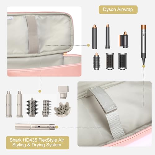 GENCAM Double-Layer Carrying Case for Shark Flexstyle, Travel Case for Shark Flexstyle/FlexFusion, Portable Storage Organizer bag for Shark Flexstyle/Dyson Airwrap Styler and Attachments (Rose Pink) - Image 4