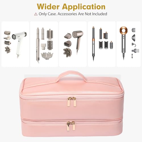 GENCAM Double-Layer Carrying Case for Shark Flexstyle, Travel Case for Shark Flexstyle/FlexFusion, Portable Storage Organizer bag for Shark Flexstyle/Dyson Airwrap Styler and Attachments (Rose Pink) - Image 5