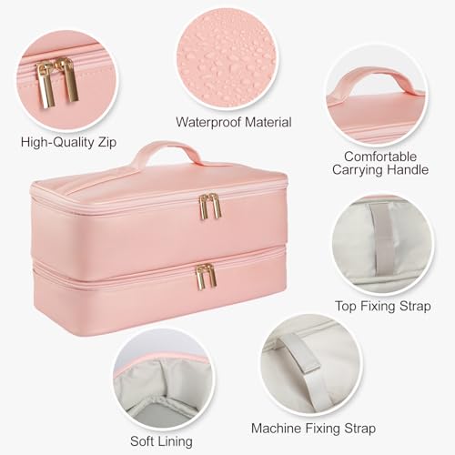 GENCAM Double-Layer Carrying Case for Shark Flexstyle, Travel Case for Shark Flexstyle/FlexFusion, Portable Storage Organizer bag for Shark Flexstyle/Dyson Airwrap Styler and Attachments (Rose Pink) - Image 3