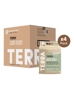 Terra Pack Of 4 Size 5 Training Walker Pants– 85% Plant Based Pull-Up Style Diapers, Ultra-Soft & Chemical-Free For Sensitive Skin, Superior Absorbency, 3D Leak Guards, 100% Biodegradable Bamboo Fibre, Perfect Overnight Diapers, For Walker 28-39 lb 13 -18 kg, 18-36 Months, 14 Count  - Image 1