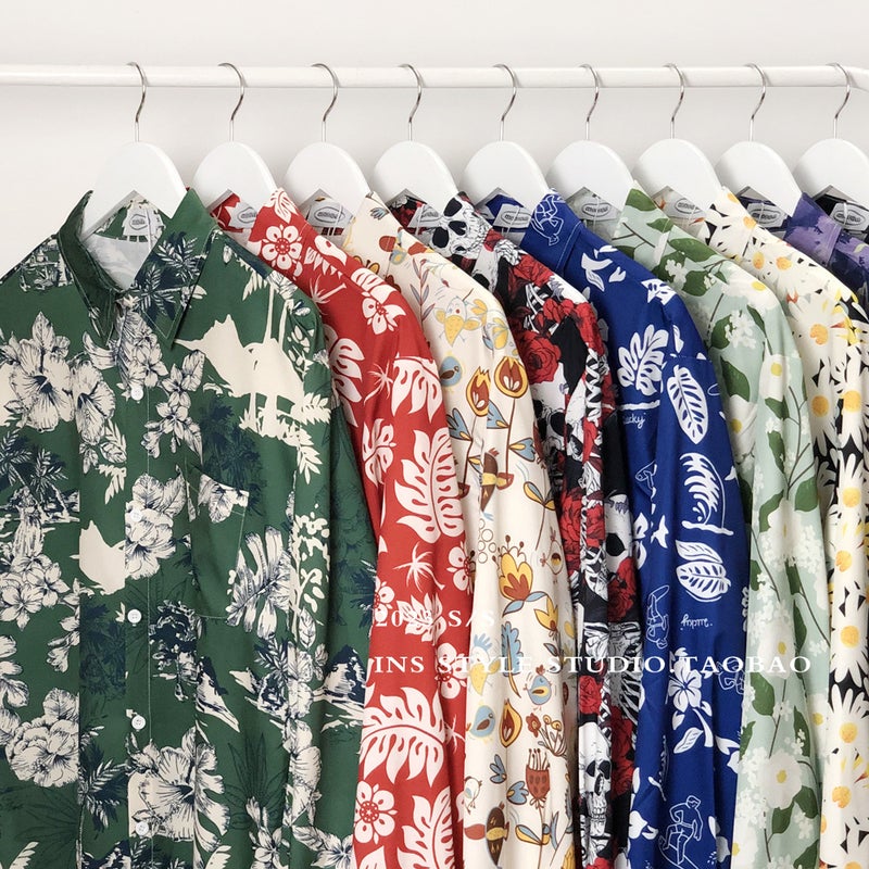 Pu Shuai Japanese Retro Design Hawaiian Floral Long-Sleeved Shirt Couple Hong Kong Style Casual Long-Sleeved Coat For Men And Women - Image 2