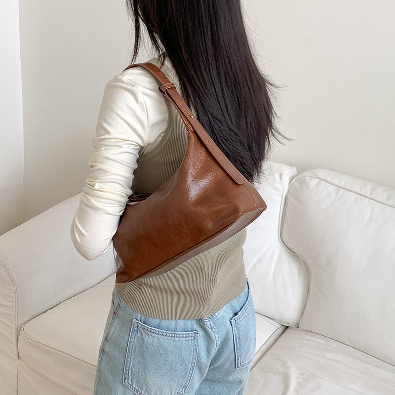 Women's PU Leather Shoulder Bag, Retro Vintage Commuter Handbag - Image 1