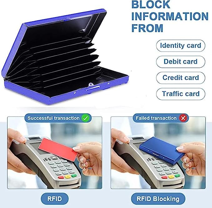 Stealodeal Blue RFID Protector Stainless Steel Debit/Credit/ATM 8 Slots for Men & Women Card Holder Wallet (Blue) - Image 4