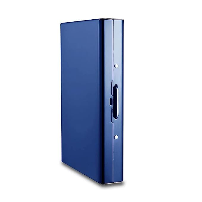 Stealodeal Blue RFID Protector Stainless Steel Debit/Credit/ATM 8 Slots for Men & Women Card Holder Wallet (Blue) - Image 1