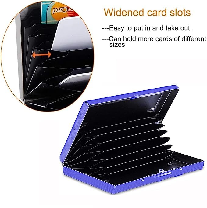 Stealodeal Blue RFID Protector Stainless Steel Debit/Credit/ATM 8 Slots for Men & Women Card Holder Wallet (Blue) - Image 5