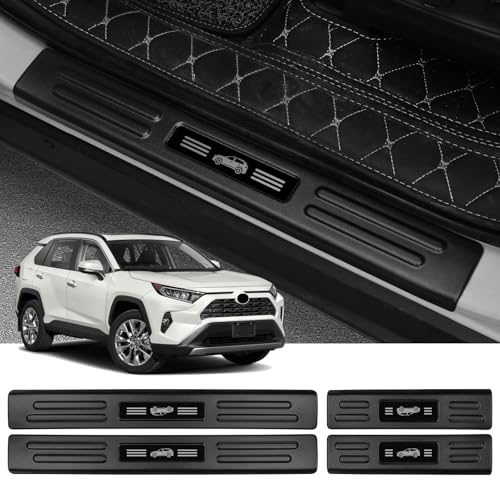 Bercicci 4PCS Door Sill Protector for Toyota RAV4 2025 2024 2023 2022 2021 2020 2019 Hybrid, Prime (PHEV) Accessories Matte Black ABS Material Front and Rear Door Car Pedal Kick Protection - Image 1