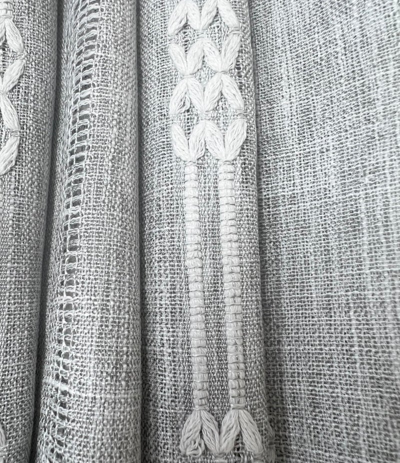 GOHD GOLDEN OCEAN HO GOHD Country Road Boho Swag Valance Farmhouse Linen Kitchen Curtain Swag Pair Vintage Chic Textured Tassel Valances(Swag Valance Grey) - Image 3