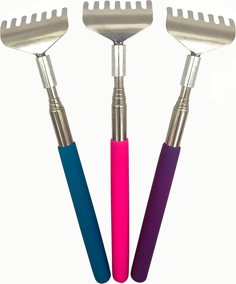 Qaoquda Qaoquda 3Pack Back Scratchers Portable Extendable Telescopic Metal Backscratchers Hand Massager Manual Back scratcher with Rubber Handles Back MassagersRandom Color - Image 2