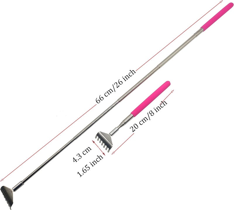 Qaoquda Qaoquda 3Pack Back Scratchers Portable Extendable Telescopic Metal Backscratchers Hand Massager Manual Back scratcher with Rubber Handles Back MassagersRandom Color - Image 3