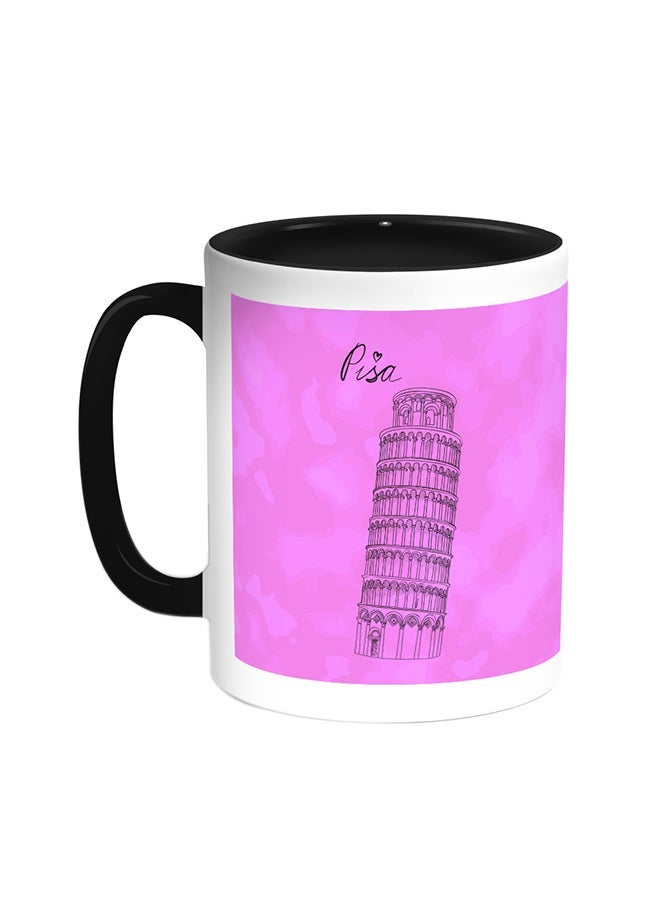 RYN Landmarks - Leaning Tower Of Pisa Printed Coffee Mug Black/White 11ounce