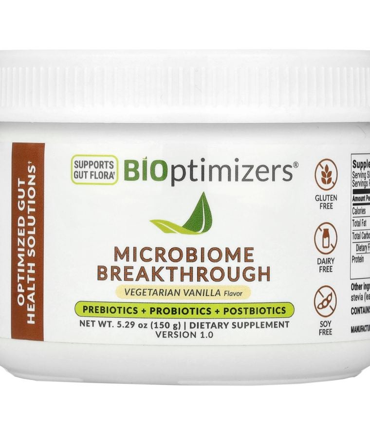 Microbiome Breakthrough Prebiotics + Probiotics + Postbiotics Vegetarian Vanilla 5.29 oz (150 g)