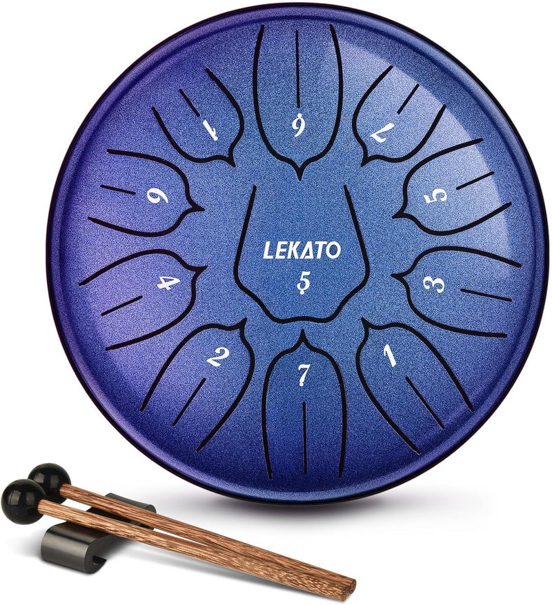 LEKATO Steel Tongue Drum 6 Inch 11 Notes, Rain Drum for Outdoor D Major Handpan Drum for Musical Education Meditation Yoga,Christmas Gift for Families/Friends - Image 1