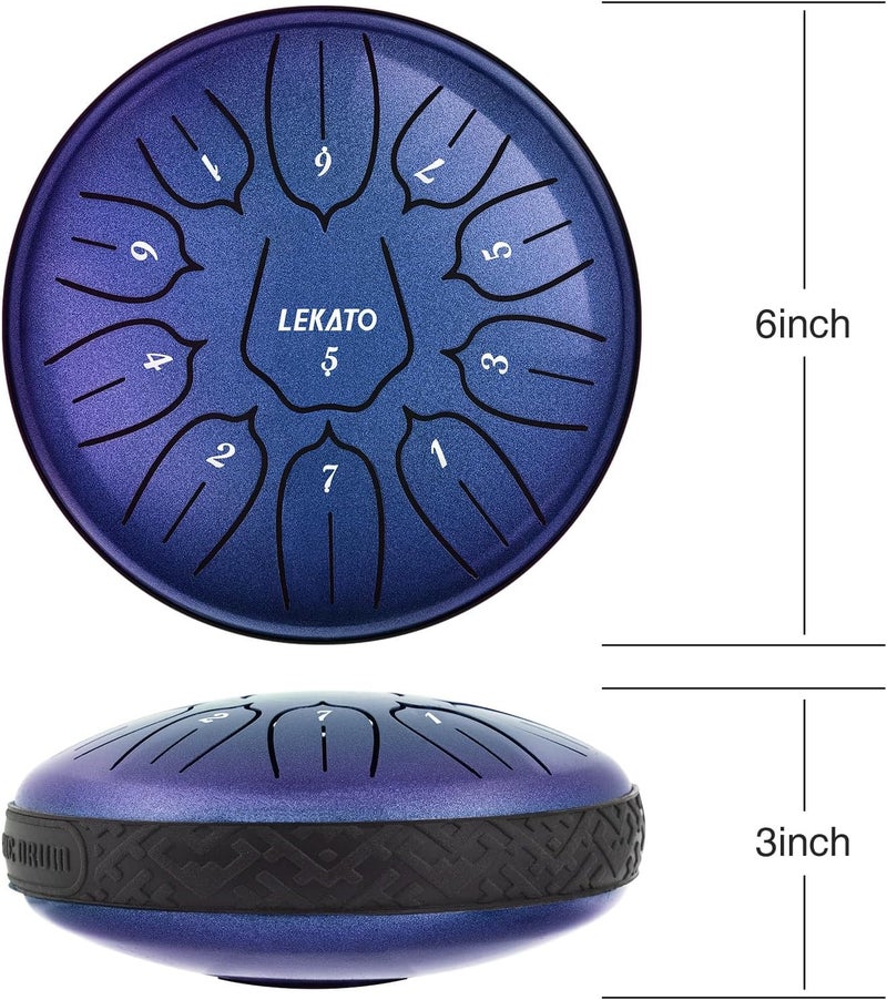 LEKATO Steel Tongue Drum 6 Inch 11 Notes, Rain Drum for Outdoor D Major Handpan Drum for Musical Education Meditation Yoga,Christmas Gift for Families/Friends - Image 4