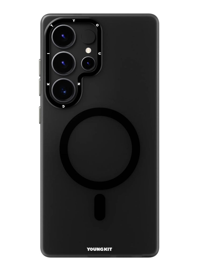 يونج كيت غطاء حماية رملي مخفي غير لامع لهاتف سامسونج جالاكسي S25 ألترا - أسود | غطاء واقٍ رفيع ناعم الملمس بتصميم بسيط - Image 1