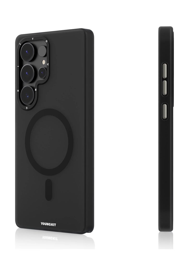 يونج كيت غطاء حماية رملي مخفي غير لامع لهاتف سامسونج جالاكسي S25 ألترا - أسود | غطاء واقٍ رفيع ناعم الملمس بتصميم بسيط - Image 2