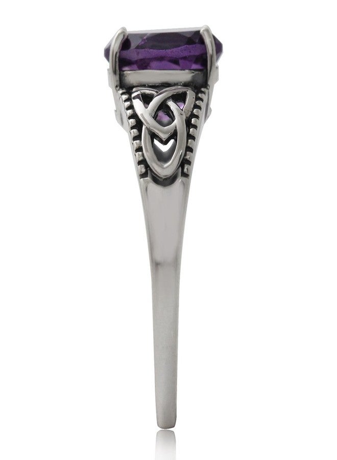 Silvershake 2.36ct. Natural African Amethyst 925 Sterling Silver Triquetra Celtic Knot Solitaire Ring Size 11 - Image 3