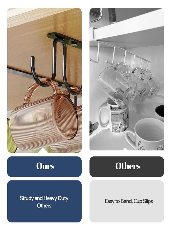 Luckinow Mug Hooks Under Cabinet 3 Pack, Metal Cup Hooks for Hanging Under Shelf, Mug Organizer Rack with 12 Hooks for Displaying Mugs, Coffee Cups and Kitchen Utensils, Black - Image 3