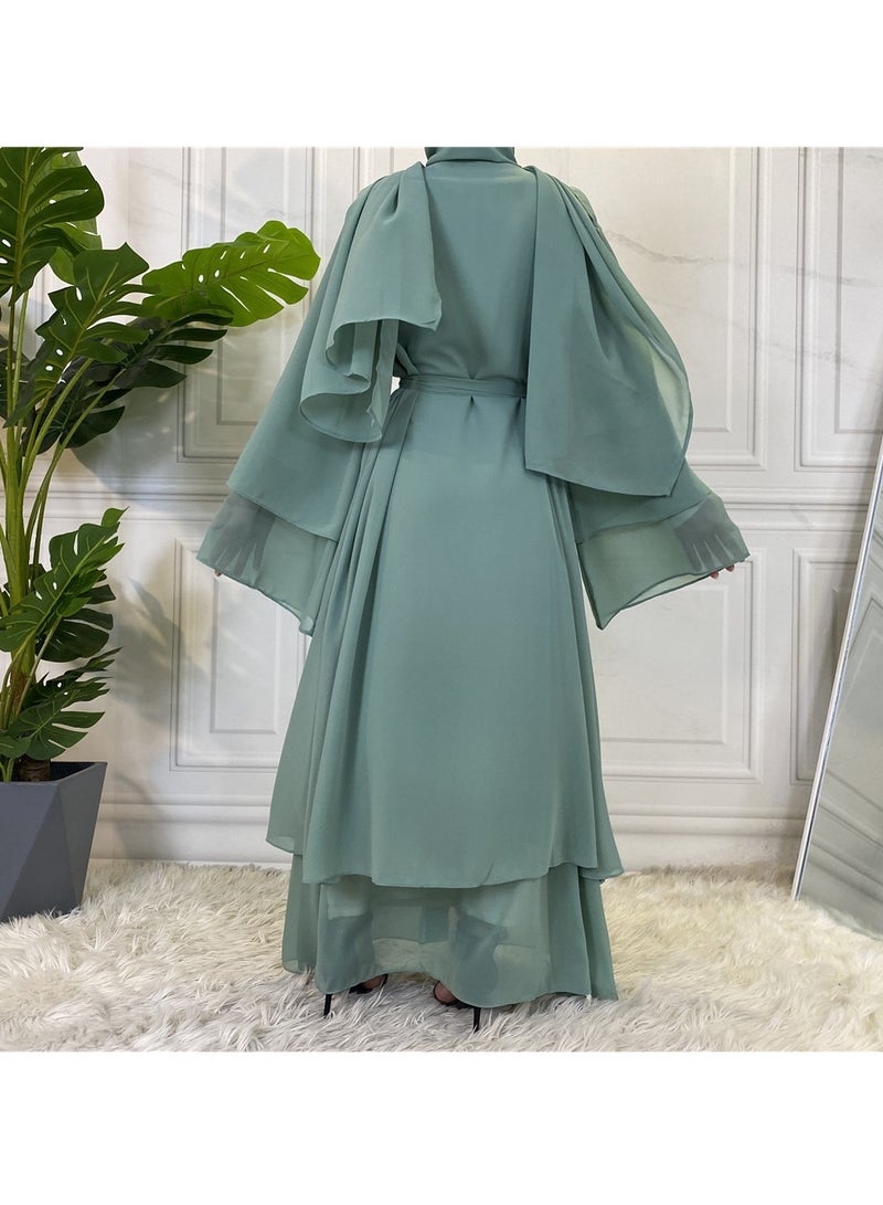 إسكدنيا Women Abaya, Comfortable Muslim Dress Solid Loose Fit Long Cardigan Hijab, Durable And Breathable Robe Open Front Kaftan Maxi Dress For Women Teens, (Size XL, Army Green) - Image 2