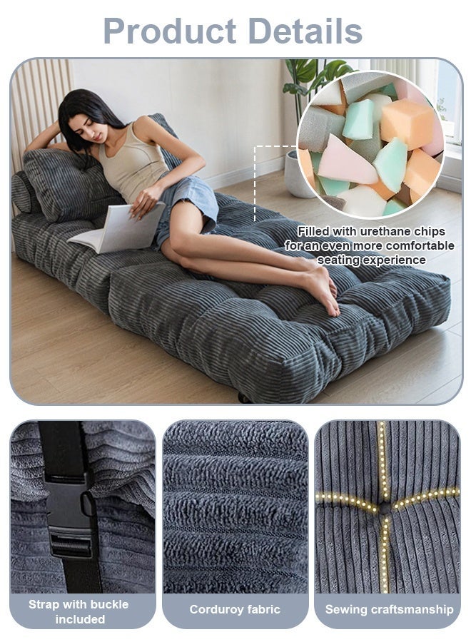 Forthcan Foldable Floor Sofa Chair, Convertible Lazy Lounger Futon with Adjustable Backrest, Thick Cushion, Space-Saving Sleeper for Living Room/Bedroom/Gaming - Image 2