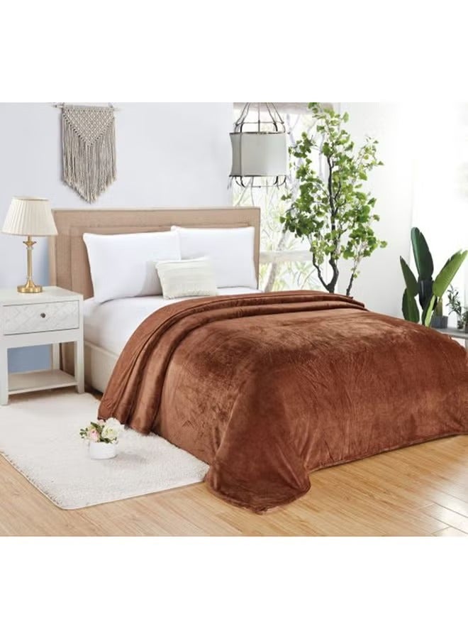 Moon Flannel and microfiber sofa blanket Luxury camel blanket, single size, lightweight and comfortable for bed and sofa, super soft and warm, plain camel color  - Image 1
