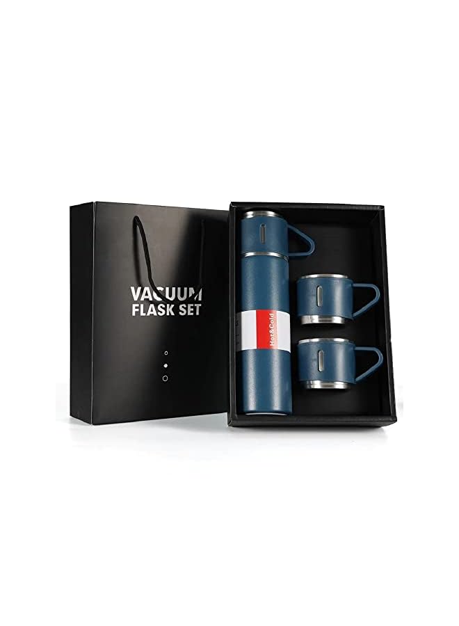 Zaboon With 2 Extra Cups 500Ml Vacuum Flask Set Stainless Steel Leak Proof Travel Bottles For Hot And Cold Drinks (Blue) - Image 2