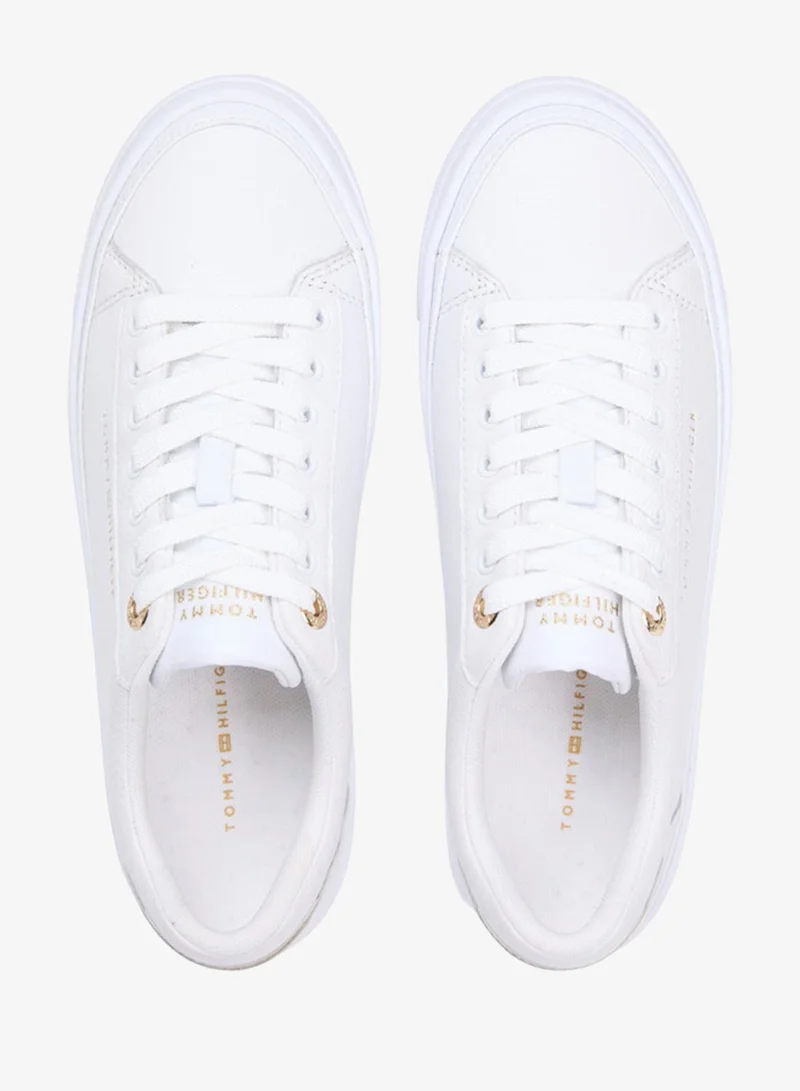 TOMMY HILFIGER Metallic Logo Platform Trainers WiLeather