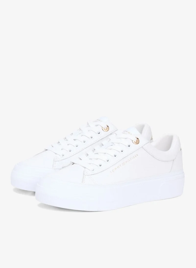TOMMY HILFIGER Metallic Logo Platform Trainers WiLeather