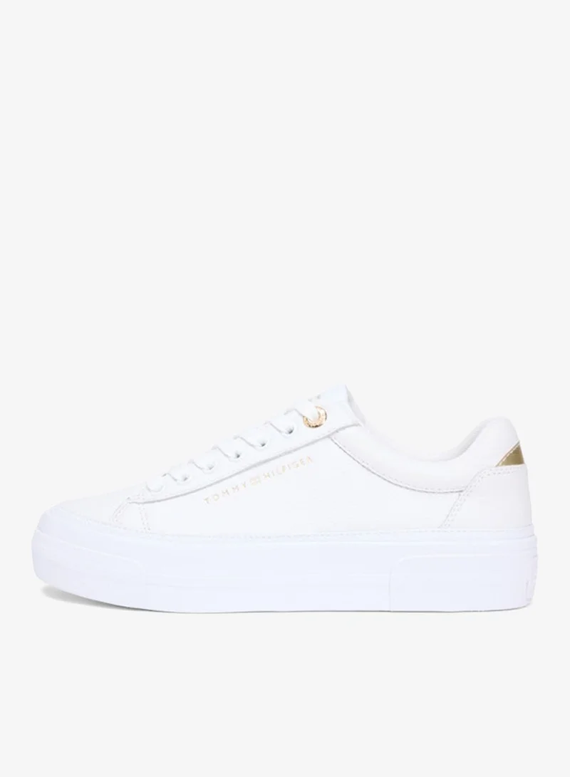 TOMMY HILFIGER Metallic Logo Platform Trainers WiLeather