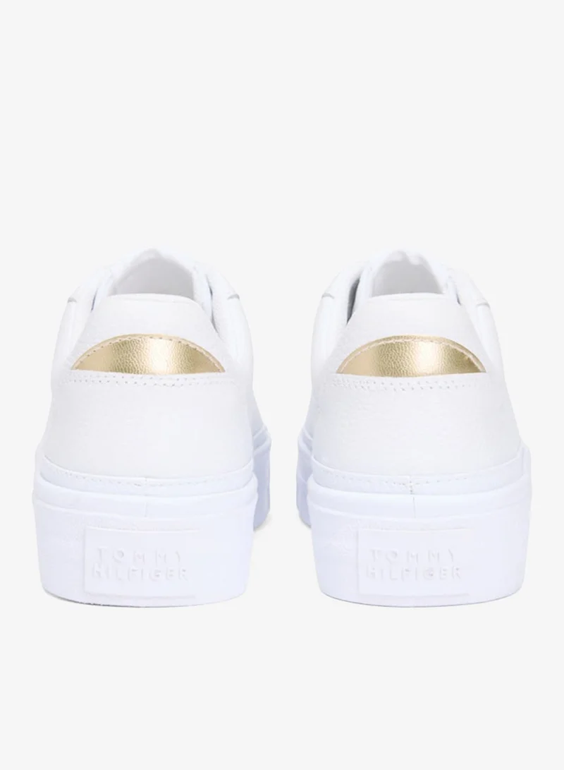 TOMMY HILFIGER Metallic Logo Platform Trainers WiLeather