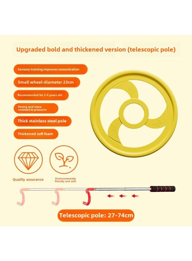 Iron Ring Rolling Iron Ring Push Iron Ring Children's Primary School Kindergarten Iron Ring Hand Push Bold Round 80 Nostalgic Toys-Specifications:23cm Yellow Plastic Rolling Hoop ❤  - Image 1