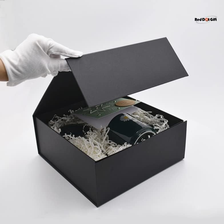 Red Dot Gift REDDOTGIFT® عبوة من 2 علب هدايا كرتونية مسطحة سوداء، 22 x 16 x 10 سم - Image 3