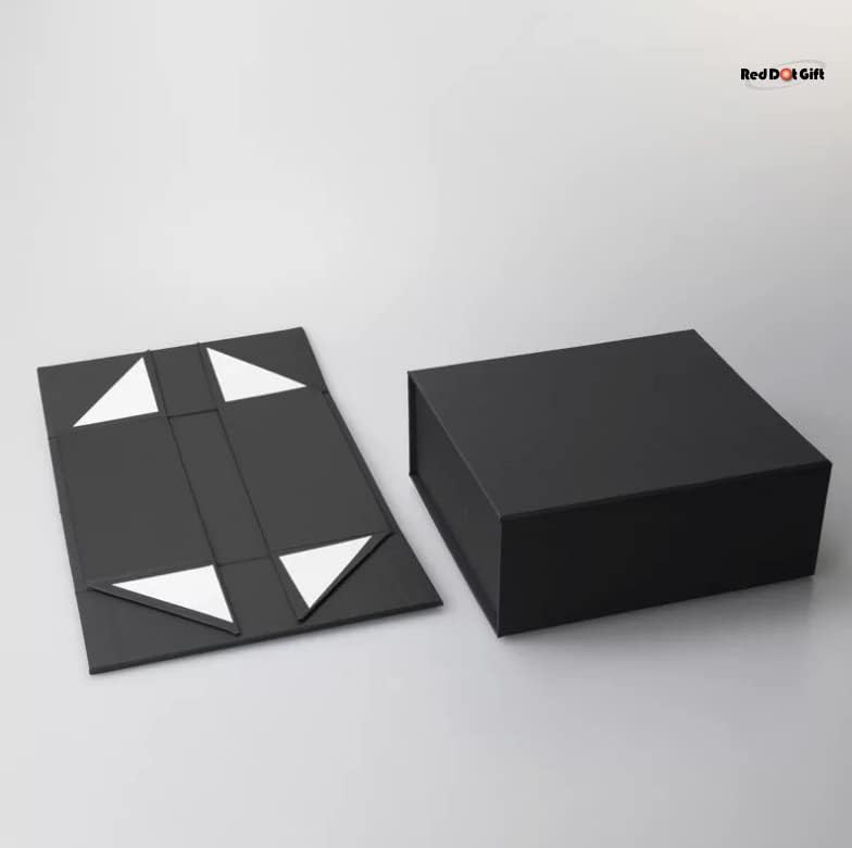 Red Dot Gift REDDOTGIFT® عبوة من 2 علب هدايا كرتونية مسطحة سوداء، 22 x 16 x 10 سم - Image 5