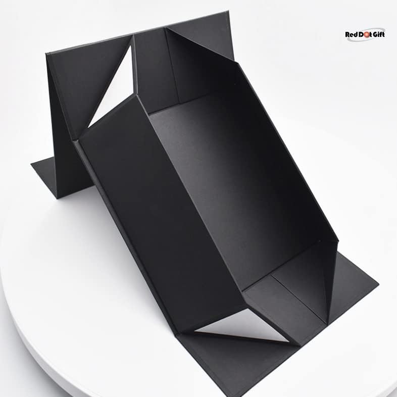 Red Dot Gift REDDOTGIFT® عبوة من 2 علب هدايا كرتونية مسطحة سوداء، 22 x 16 x 10 سم - Image 2