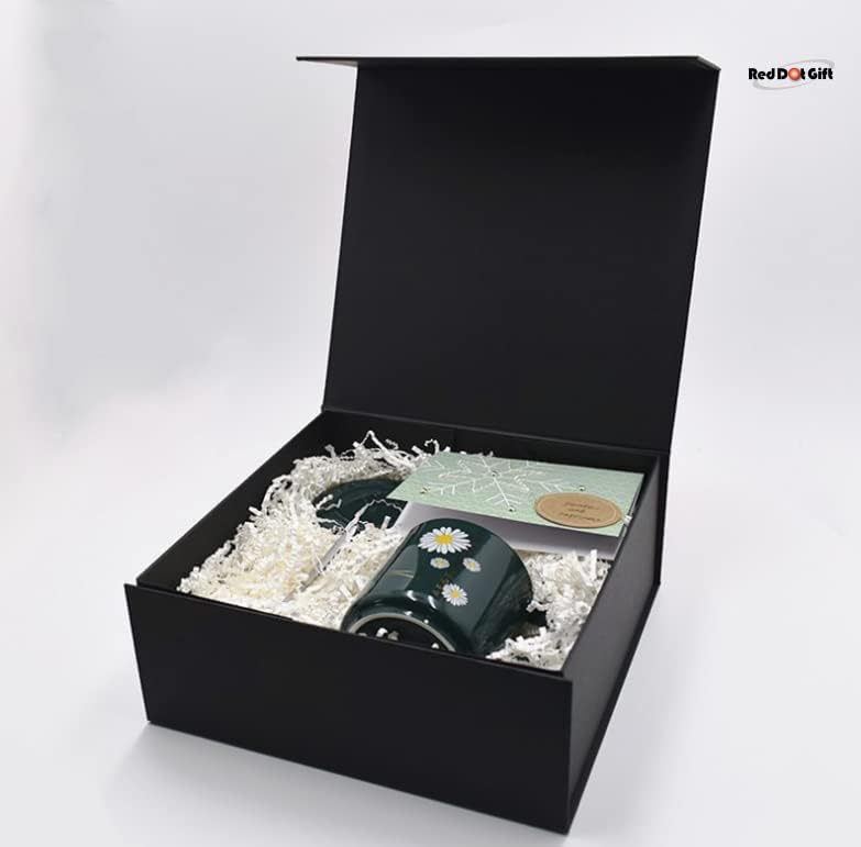 Red Dot Gift REDDOTGIFT® عبوة من 2 علب هدايا كرتونية مسطحة سوداء، 22 x 16 x 10 سم - Image 4